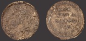 Siege of Leyden, 5 Stuiver, 1574, without countermark, produced using prayer book pages pressed into coin dies,...