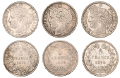 France, Government of National Defence, 5 Francs (3), 1870a, 1870k (2) (Gad. 742-3) [3]. Fine to good very fine,...