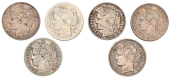 France, Government of National Defence, 2 Francs (6), 1870a, 1870k, 1871a, 1871k (3) (Gad. 529-30) [6]. Varied...