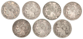 France, Third Republic (1871-1940), 2 Francs (7), 1872k, 1873a, 1881a, 1887a, 1894a, 1895a (2) (Gad. 530a) [7]....