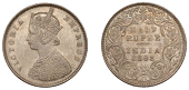The Uniform Coinage of India, British Imperial Period, Victoria, silver Half-Rupee, 1893b, type A/I, Bombay, crowned...