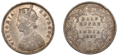 The Uniform Coinage of India, British Imperial Period, Victoria, silver Half-Rupee, 1897b, type A/I, Bombay, crowned...
