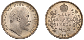 The Uniform Coinage of India, British Imperial Period, Edward VII, silver Half-Rupee, 1905, Calcutta, uncrowned bust...