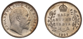 The Uniform Coinage of India, British Imperial Period, Edward VII, silver Half-Rupee, 1907, Calcutta, uncrowned bust...