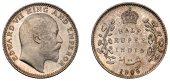 The Uniform Coinage of India, British Imperial Period, Edward VII, silver Half-Rupee, 1908, Calcutta, uncrowned bust...