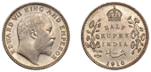 The Uniform Coinage of India, British Imperial Period, Edward VII, silver Half-Rupee, 1910, Calcutta, uncrowned bust...