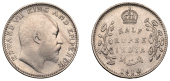 The Uniform Coinage of India, British Imperial Period, Edward VII, silver Half-Rupee, 1910, Bombay, uncrowned bust...