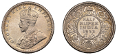 The Uniform Coinage of India, British Imperial Period, George V, silver Half-Rupee, 1933, Calcutta, crowned and...