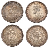 The Uniform Coinage of India, British Imperial Period, George V, silver Half-Rupees (2), 1916, Bombay, crowned and...