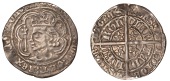 Robert II (1371-1390), Groat, Phase 3/4 mule, Edinburgh, mm. cross pattée, normal ‘Robert II’ head, tressure of...