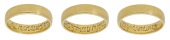 A gold posy ring, 18th century, the plain hoop of rectangular cross section, inscribed to the interior in large...
