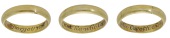 A gold posy ring, 18th century, the D-shaped hoop inscribed to the interior in italics ‘Forget not he who loveth...
