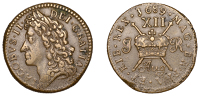 James II (1685-1688), Gunmoney coinage, Shilling, 1689 Aug, 6.38g/12h (Timmins –; S 6581C). Some wear on lower...