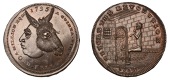 LONDON, High Holborn, Spence’s mule Halfpenny, heads of man and ass conjoined, rev. man in prison gnawing bone,...