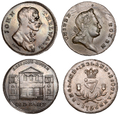 LONDON, High Holborn, Spence’s mule Halfpence (2), bust of John Thelwall right, rev. Sessions House, Old Bailey,...
