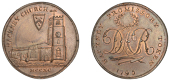 MIDDLESEX, Hackney, Skidmore’s copy of Rebello’s Halfpenny, 1795, church, rev. dar cypher, aplustre and rudder,...
