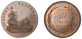 MIDDLESEX, Hornsey, Skidmore’s Halfpenny, 1797, St Mary’s Church behind trees, rev. legend in wreath of oak and...