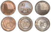 LONDON, Skidmore’s Churches, Halfpence (3), Cripplegate, St Giles’s, 9.12g/12h (DH 576); Dukes Place, St...