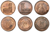 LONDON, Skidmore’s Churches, Halfpence (3), Lombard Street, Allhallows, 1797, 11.71g/12h (DH 599); St Edmond the...