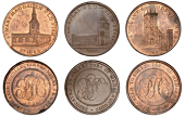 LONDON, Skidmore’s Churches, Halfpence (3), Old Fish Street, St Mary Magdalen, 1797, 14.15g/5h (DH 581), St...