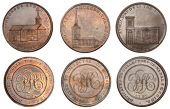 LONDON, Skidmore’s Churches, Halfpence (3), Poultry, St Mildred’s, 1797, 12.08g/12h (DH 620); Queenhithe, St...