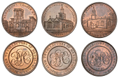 LONDON, Skidmore’s Churches, Halfpence (3), Thames Street, Allhallows, 12.64g/12h (DH 632); Threadneedle Street,...