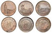 MIDDLESEX, Skidmore’s Churches, Halfpence (3), Bethnal Green, St Mathew’s, 1797, 11.37g/4h (DH 547); Shadwell,...