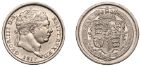 George III (1760-1820), New coinage, Shilling, 1817, unbarred h in honi (ESC 2146; S 3790). Once cleaned, otherwise...