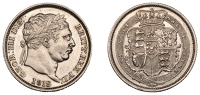 George III (1760-1820), New coinage, Shilling, 1819/3, 9 struck over 3 in date (ESC 2153; S 3790). Once cleaned,...