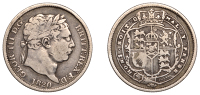 George III (1760-1820), New coinage, Shilling, 1820, i struck over s in honi (ESC 2160; S. 3790). Toned, fine and...