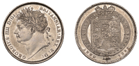 George IV (1820-1830), Shilling, 1825, type 1 (ESC 2402; S 3811). Possibly once cleaned, otherwise about extremely...