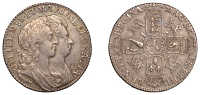 William and Mary (1688-1694), Shilling, 1692, at over ti in gratia, stop after gratia, no stop after br, harp with 7...