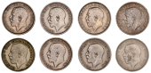 George V (1910-1936), Shillings (8), 1911, 1912, 1913, 1914, 1915, 1916, 1917, 1920 (ESC 3799, 3801-6, 3811; S....