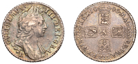 William III (1694-1702), Shilling, 1696b, first bust, small x in rex, harp with 5 strings (ESC 1159; S 3498). Small...