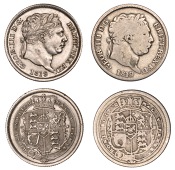 George III (1760-1820), New coinage, Shillings (2), both 1819, 9/6 in date, 9/high 9 in date (ESC 2154, 2156; S...