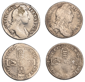 William III (1694-1702), Shillings (2), both first bust, 1696, r over b in rex, 1696y, no stop after gvlielmvs (ESC...