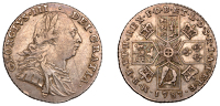 George III (1760-1820), Shilling, 1787, without hearts (ESC 2125; S. 3743). Toned, obverse once cleaned, otherwise...