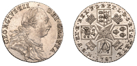 George III (1760-1820), Shilling, 1787, with hearts, 1 over retrograde 1 in date (ESC 2131; S. 3746). Once lightly...