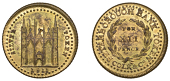19th Century Tokens, NORTHAMPTONSHIRE, Peterborough, Cole & Co, Shilling, 1811, in copper-gilt, elevation of...