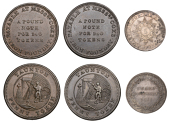 19th Century Tokens, SOMERSET, Chard, issuer uncertain, Shilling, 1811, 3.94g/12h (D 67); Taunton, Cox & Co, Pennies...