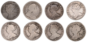 Miscellaneous Lots, Shillings (8), Anne (7), 1708e* (3), 1709e* (3), 1709; George I, 1723 ss c, large n in brvn (ESC...