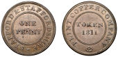 19th Century Tokens, STAFFORDSHIRE, Stafford, Flint Copper Co, Penny, 1811, value, rev. legend, edge grained,...