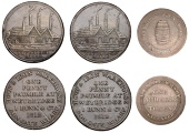 19th Century Tokens, SURREY, Weybridge, John Bunn & Co, Shilling, 3.96g/12h (D 4), Pennies, 1812 (2), 18.39g/12h,...