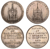 19th Century Tokens, SUSSEX, Chichester, Benjamin and James Caffin, Joseph Redman, William Halsted and Charles...