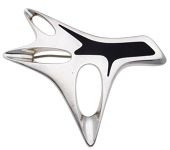 A silver and black enamel tree brooch, design No. 323, designed by Henning Koppel for Georg Jensen, post 1945, the...