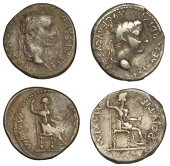 Roman Imperial Coinage, Tiberius, Denarii (2), Lugdunum, after AD 16, laureate head right, rev. Livia as Pax, draped...