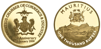 Mauritius, Republic, Proof 1000 Rupees, 2000, 150th Anniversary of the Chamber of Commerce and Industry (KM. 63)....