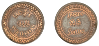 Mauritius, British Mauritius, George IV, Pattern Piedfort 25 Sous, undated (1822), in copper, 10.00g/6h (Lec. 15)....