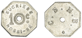Madagascar, Nossi-Bé Sugar Company, 10 Cents, undated (1900-1928), sucriere nossi-bé, 10c at centre, rev. c.s.n.b....
