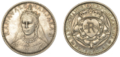 Madagascar, Ranavalona III (1883-97), Fantasy Pattern 5 Francs, in silver, 1895, by Pinches, crowned bust facing...